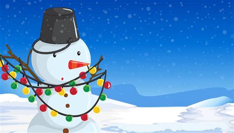 Snowman With Christmas Lights Scene 433418 Vector Art At Vecteezy