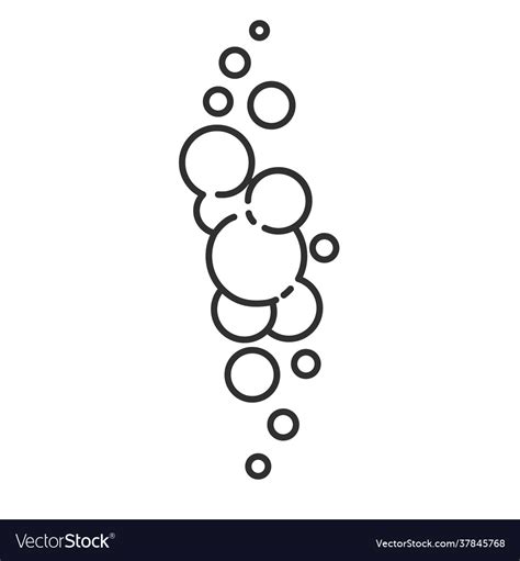 Soap Foam Cloud With Bubbles Flat Line Royalty Free Vector