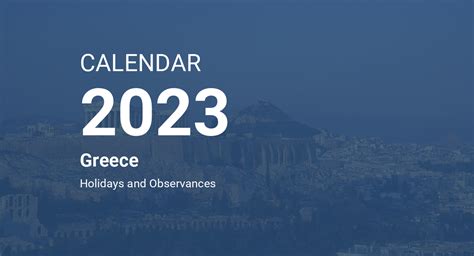 Year 2023 Calendar Greece