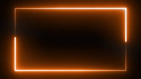 Square Flowing Orange Neon Light Frame On Black Background 12960986
