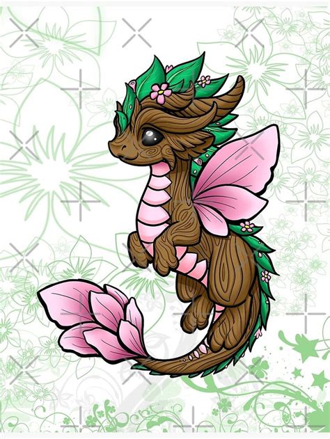 Flower Dragon Elemental Poster By Rebecca Golins Baby Dragon Art