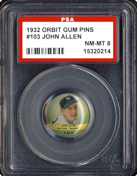 1932 Orbit Gum Pins Pr2 John Allen Psa Cardfacts®