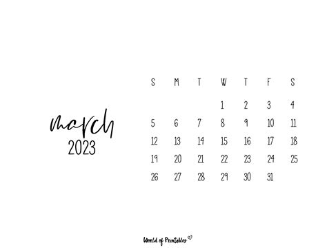 March 2023 Calendars 100 Styles To Choose From World Of Printables