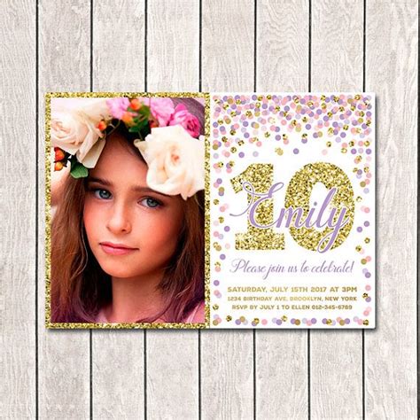 10th Birthday Invitation Personalized Girl 10th Birthday Etsy 10th