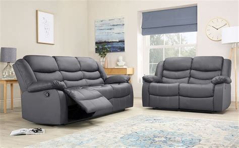 Sorrento Grey Leather 32 Seater Recliner Sofa Set Furniture Choice Bedroom Furniture Sets