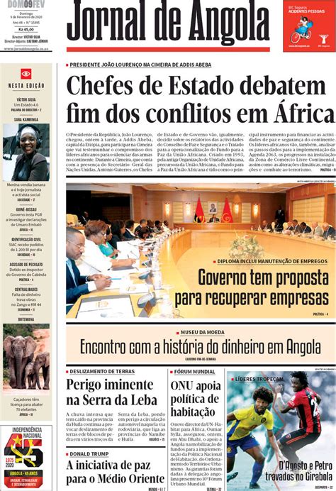 Capa Jornal De Angola De 2020 02 09