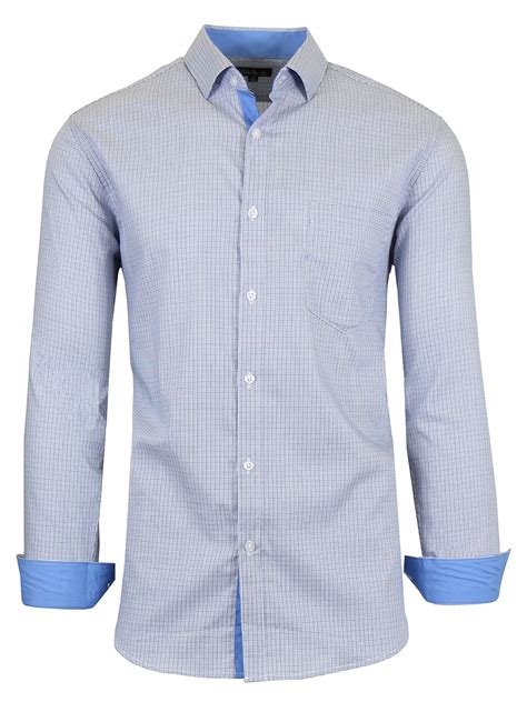 Mens Long Sleeve Slim Fit Cotton Casual Dress Shirts With Chest Pocket