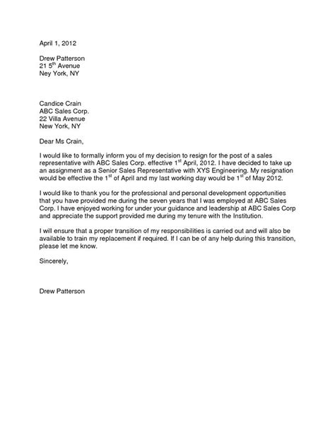 formal resignation letter  month notice google search lucabon