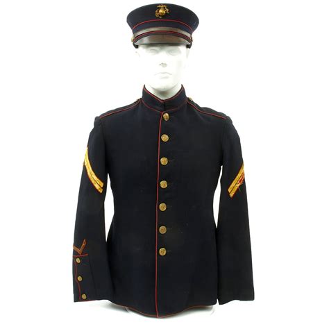 Original Us Wwi Usmc Dress Blues Corporal Uniform With Cap And Photo