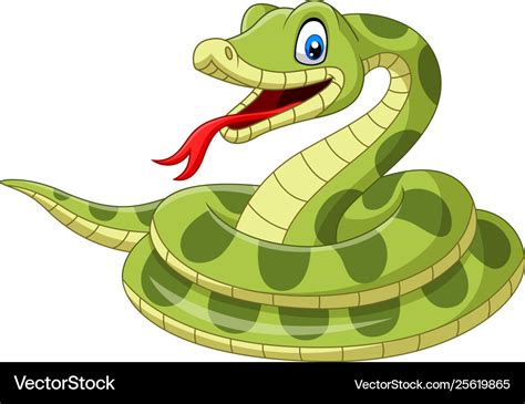 Cartoon Green Snake On White Background Royalty Free Vector