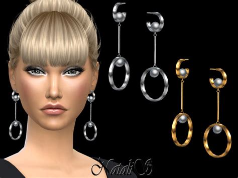 The Sims Resource Natalis Faux Pearl Embellished Hoops Earrings