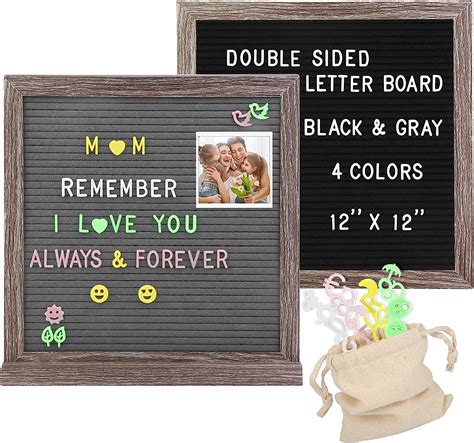 Double Sided Felt Letter Board 12 X 12 Inch Vintage Wood Frame Message