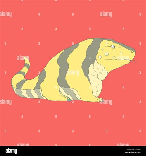Flat Hand Drawn Icon Of A Cute Golden Tegu Stock Vector Image And Art Alamy