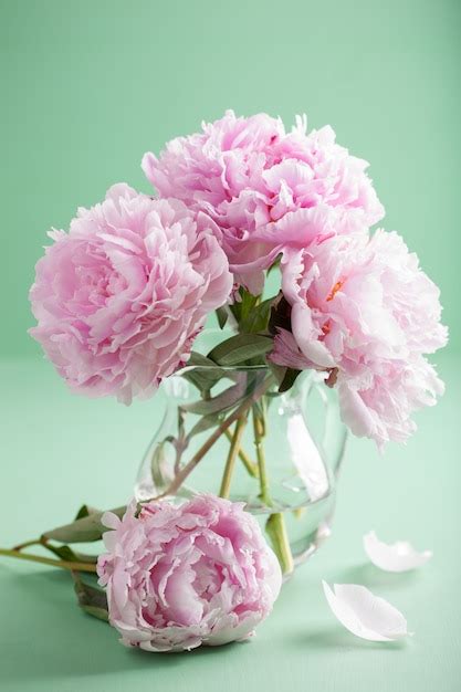 Premium Photo Beautiful Pink Peony Flowers Bouquet In Vase