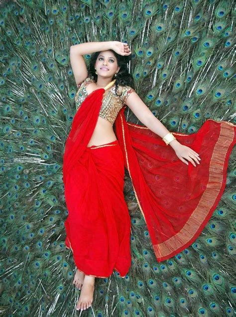 Anjali Hot Red Saree In Masala Cafe Movie Stills