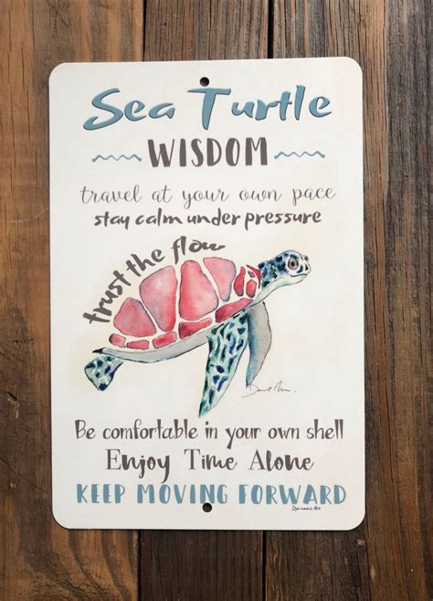 Sea Turtle Wisdom Metal Sign Inspirational Sign Allhap