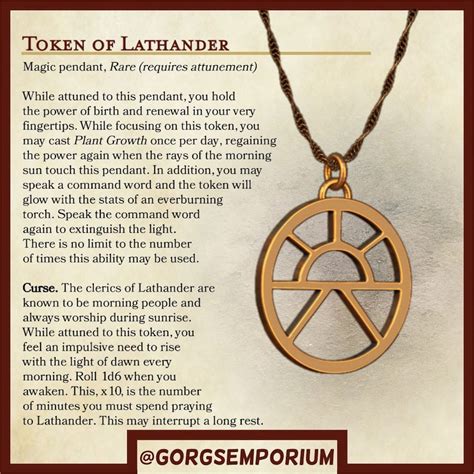 Token Of Lathander Brass Deity Necklace For Dungeons And Etsy