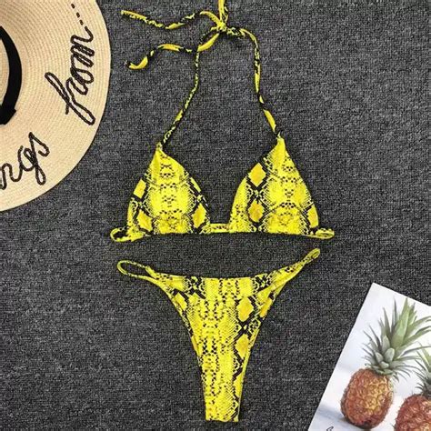 Buy New Sexy Yellow Brazilian Bikini 2019 Swimsuit Female Swimwear Women Two