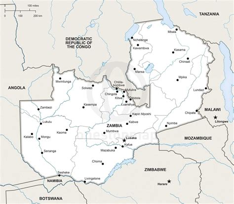Vector Map Of Zambia Political One Stop Map
