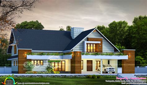 2492 Sq Ft Sloping Roof Style Bungalow Kerala Home Design And Floor