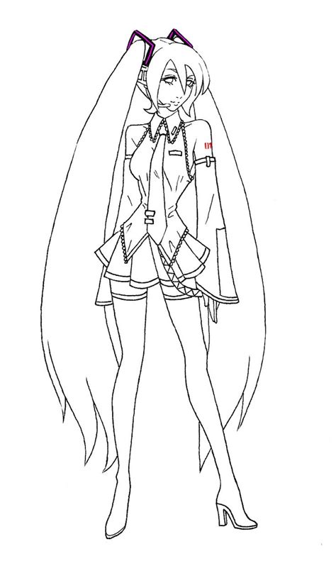 Hatsune miku coloring pages at getdrawings.com | free for. vocaloid___miku_lineart__by_carteraug21