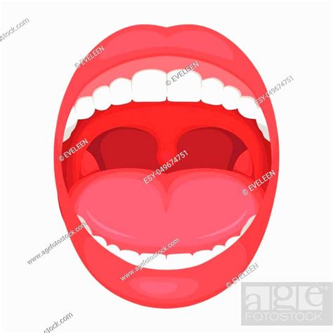 Vector Illustration Of A Anatomy Human Open Mouth Medical Diagram