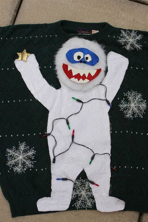 Abominable Snowman With Real Lights Ugly Christmas Sweater Made To Or