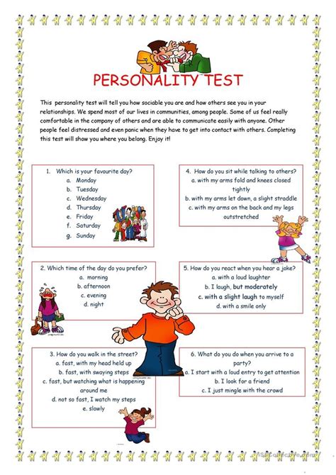 Free Printable Personality Tests For Students