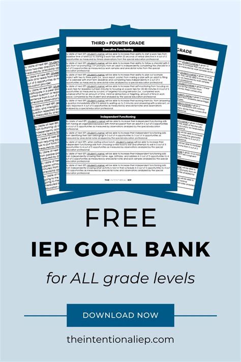 Free IEP Goal Banks By Grade Level The Intentional IEP Iep Goals