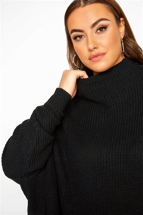 plus size curve black oversized knitted jumper yours clothing