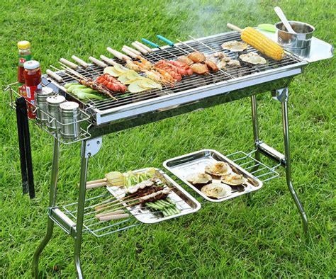 Outdoor Bbq Grill Stainless Steel Charcoal Grill Folding Portable Lba B02 Smartcook Libiang