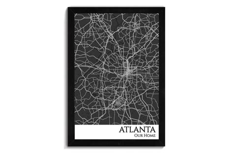 Atlanta Georgia City Streets Pin Map Wall Art Geojango Maps