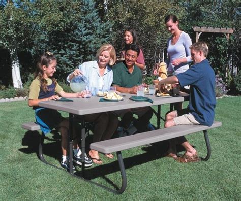 Lifetime 22119 Folding Picnic Table 6 Feet Putty Color Top Picnic Table Bench Plastic Picnic