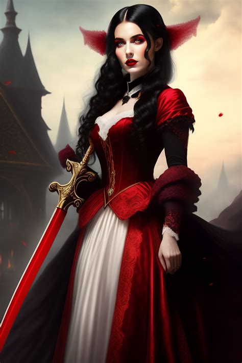 Lexica Beautiful Young Vampire Woman Black Victorian Era Dress Full