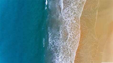 Free Download Sandy Beach Ocean Waves Aerial View 4k Hd Desktop