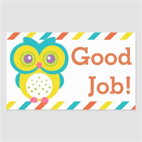 Good Job Classroom Sticker Owl Zazzle In 2022 Good Job Owl Stickers
