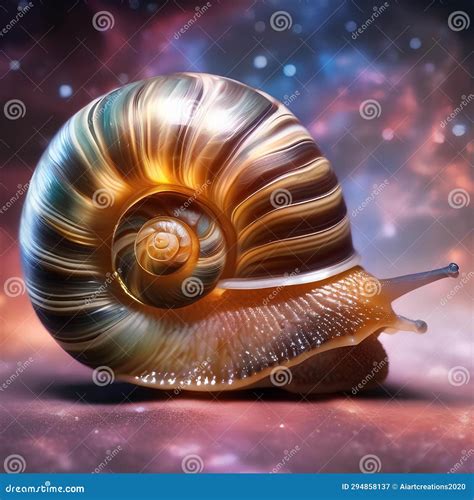 An Immense Translucent Cosmic Snail With A Spiraling Shell Made Of