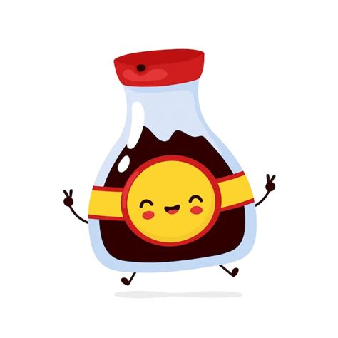 Premium Vector Cute Happy Funny Soy Sauce Bottle Cartoon Character
