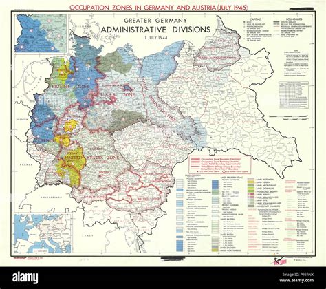 Karte Der Besatzungszonen In Deutschland Und Österreich Juli 1945
