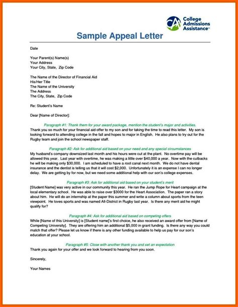 Samples Of Financial Aid Appeal Letters Sampletemplatess