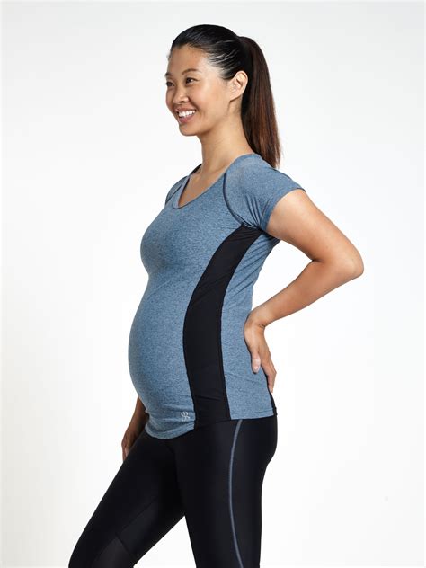Dynamic Comfort Maternity Tee From Speedbump Maternity Activewear In Ice Blue Maternity