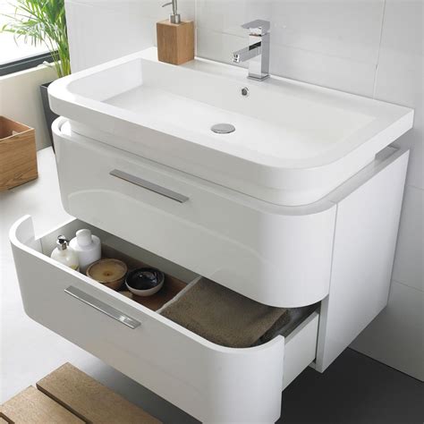 Create essential bathroom storage space under your sink with a basin vanity unit. Ultra Bias Wall Mounted Basin Unit W900 x D500mm - White ...