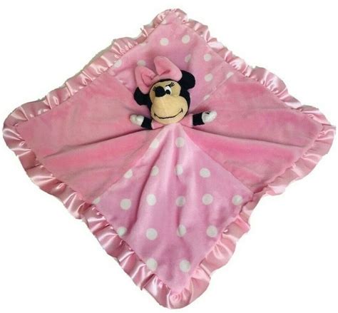 disney minnie mouse pink and white polkadots security blanket flower 14 x14 ebay minnie