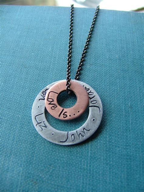 Love Is Custom Hand Stamped Mixed Metal Copper Aluminum