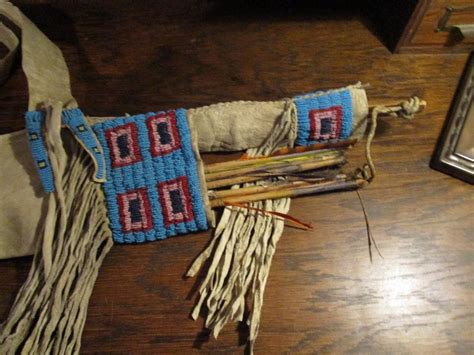 Antique Lakota Bow And Quiver Set With Bow And Five Arrows 1944283377