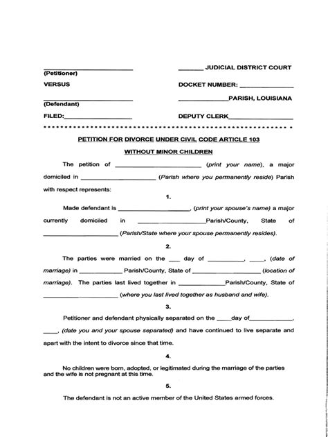 Maybe you would like to learn more about one of these? Divorce In Louisiana - Fill Out and Sign Printable PDF ...