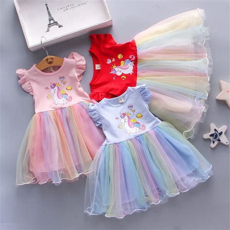 Sweet Baby Summer Dress Girls Unicorn Pure Cotton Children Fashion 0 3