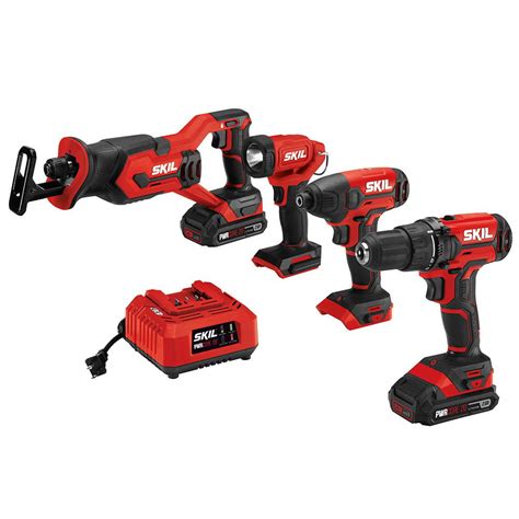 Skil Pwrcore 4 Tool 20v Cordless Combo Kit With 2 20ah Lithium Ion