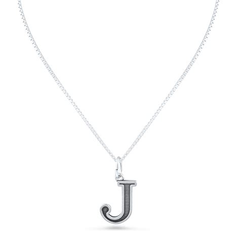 Sterling Silver Initial J Necklace For Adult Women Teen Girls Chain Included Walmart Com