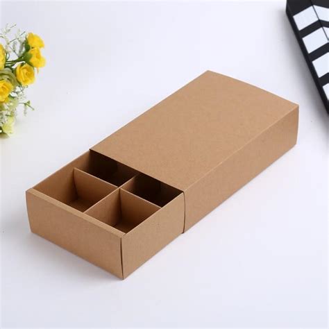 Kraft paper gift box, folding boxes, square, white size: Brown Kraft Paper Boxes Gift Craft Box Drawer Style ...
